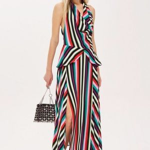 Topshop Multicolor Rainbow Stripe Maxi Dress NWOT